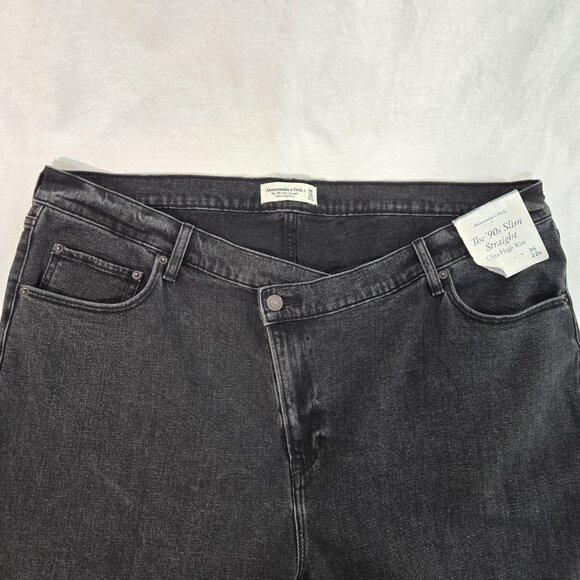 ABERCROMBIE & FITCH The '90s Slim Straight Hi-Rise Black Jeans Size 36/22R NEW! - Picture 8 of 16